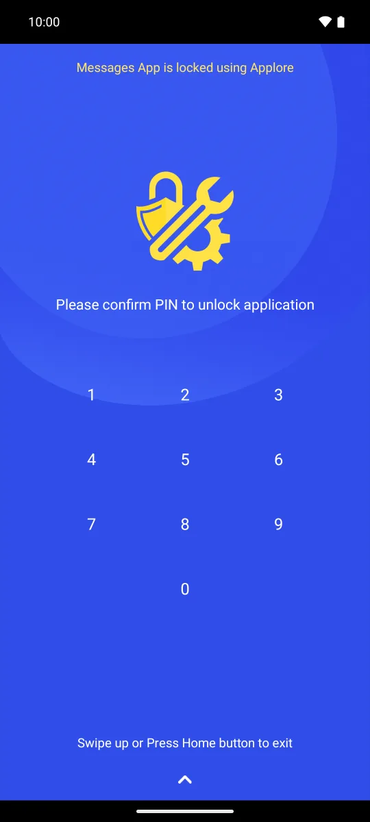 Applore's PIN lock screen over the Messages app